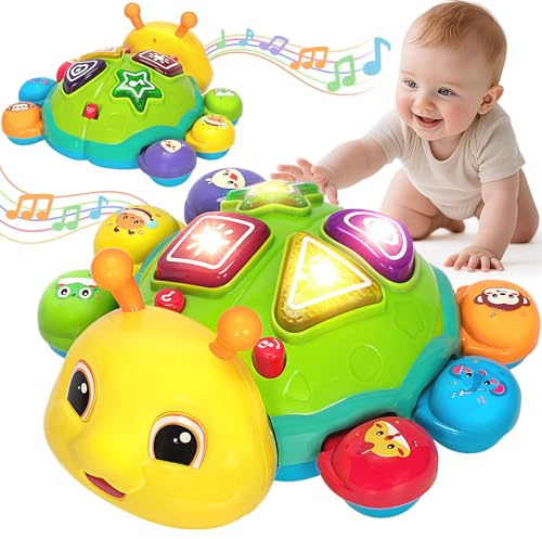 Baby Crawling Toys for 6-12 Months, Musical Toys for Infants 7 8 9 10 11 Months, Early Learning Educational Toy with Light Sound, Tummy Time Development Toys, Christmas Birthday Gifts for 1 Year Old