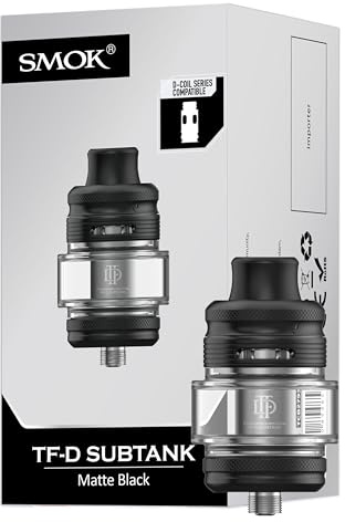 SMOK TF-D Atomizador 5,5 ml Top Fill Flujo de aire superior Negro mate | Compatible con resistencias D-Coil 0,15/0,23 ohm, Estructura antifugas, Tecnología Mesh, Sin nicotina