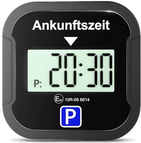 Warmfay Disco de aparcamiento eléctrico con autorización, disco de estacionamiento digital automático con batería, color negro, 1 pieza