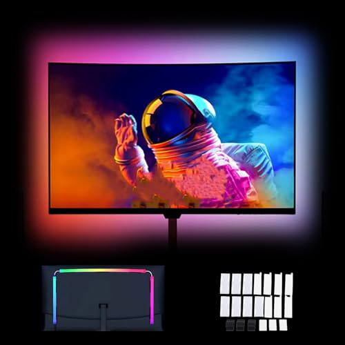 VBESTLIFE Monitor da 2,4 Pollici Retroilluminazione a LED, Luci a Striscia LED USB 5V Che Si Sincronizza con il Colore dello Schermo o la Musica, Barra Luminosa del Computer RGB Dietro il