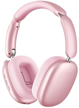 Wentronic Y02 Active Noise Cancelling Headphones,60H Battery,5 EQ Music Modes,Hi-Res Audio,Deep Bass,Foldable Wireless Over Ear Bluetooth 5.4 Headset,Breathable Leather Earpads (Pink)