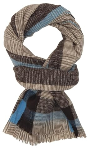 Ella Jonte Winterschal Herren kariert – Weicher Schal 90% Viskose 10% Wolle – 200x70 cm – Warm & angenehm – Klassischer Herren Schal mit Fransen – Modernes Karomuster