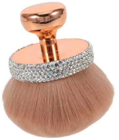 Healvian Luksuriös Puderborste med Mjuka Syntetfibrer och Rhinestones för Foundation och Highlighter Kompakt Reseset med Svampformad Borste för Exakt och Smidig Makeupapplikation