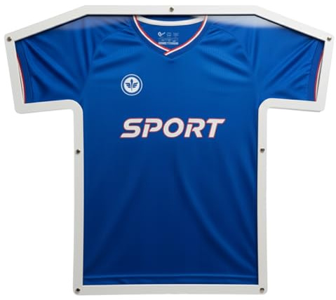 Trikotrahmen in T-Form, Erwachsene (M - XL), Weiß, für T-Shirts, Fußballtrikots, Sporttrikots, bruchsicheres ultraklares Acrylglas, robuster 3D Bilderrahmen inkl. Halterung und Montagematerial