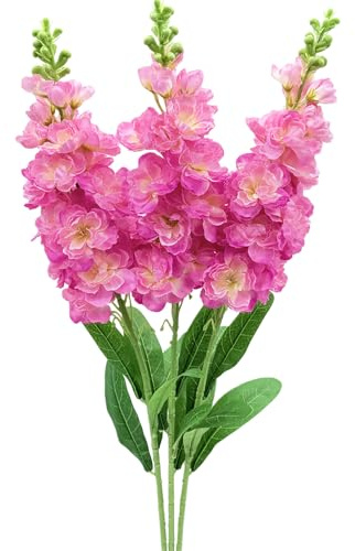 LILOCOO 3PCS Pink Artificial Delphinium Flowers