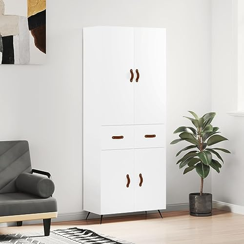 Frdhee Küchenbuffet Buffetschrank,Highboard Weiß 69,5x34x180 cm Holzwerkstoff für Küche, Eingangsbereich, Flur