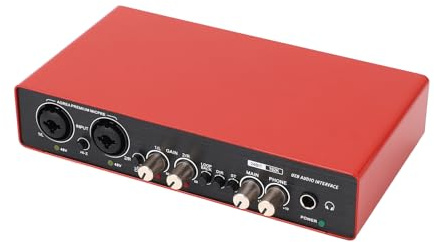 KIMISS Mélangeur Audio Professionnel Carte Son USB Live Rouge Mini USB Ordinateur de Mixage Numérique Guitare Enregistrement de Téléphone Portable Carte Son Chant en Direct Équipement DJ/Mélangeurs