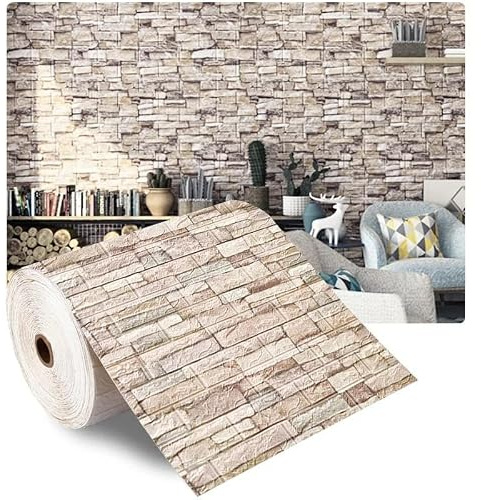 modulix Papier Peint 3D Autocollant Effet Brique, Mousse XPE Imperméable, Décoration Murale Auto-Adhésive pour Salon Chambre Cuisine (E, 70cm X 10)