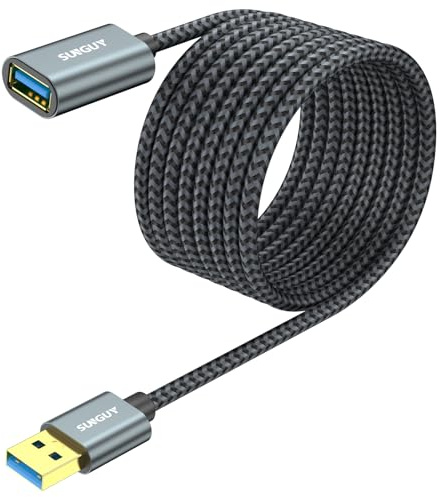 SUNGUY Cable Alargador USB 3.0, 4.5m USB A Macho A Hembra Cable Extension 5 Gbps para Impresora, Ratón, Teclado, Hub, Pendrive, Mando de PS3, VR Gafas, Disco Externo, Escáner, Cámara