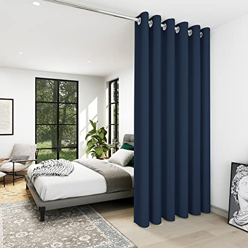 Deconovo Room Divider Curtains for Office, Wide Blackout Curtain Screen for Bedroom, Thermal Curtains, Soundproof Drapes for Sliding Door, Theater (Navy Blue, 8.3ft Wide x 8ft Tall1 Panel)