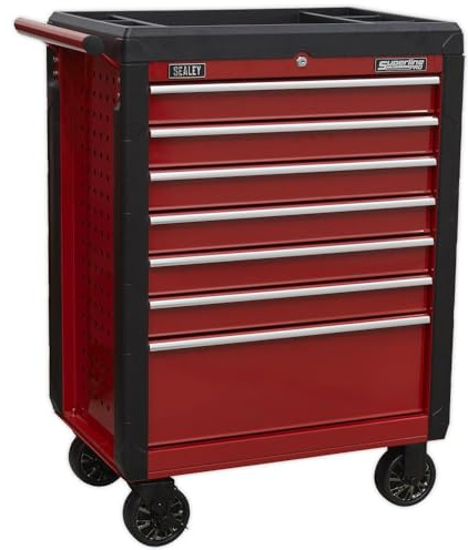 Sealey Rollcab/Tool Chest on Wheels with Ball-Bearing Slides 7 Drawer - Red - AP3407