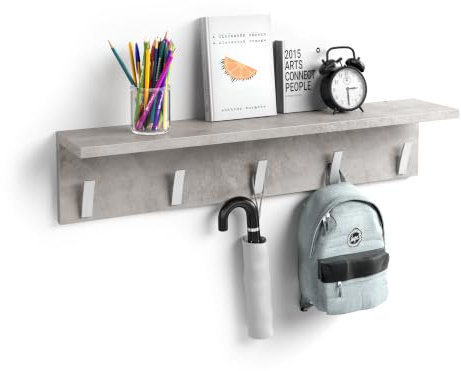 MOBILI FIVER, Rachele Wandgarderobe, 80 cm, grauer Beton, Made In Italy