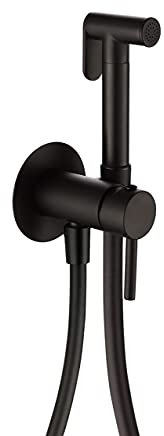 VALAZ Kit Douchette WC | Robinet Bidet, Douche hygiénique, Mélangeur Eau Froide et Chaude, Pas de Fuites, Installation Facile et Rapide | Laiton, Inoxydable, Rond, Série Guadiana (Noir Mat)