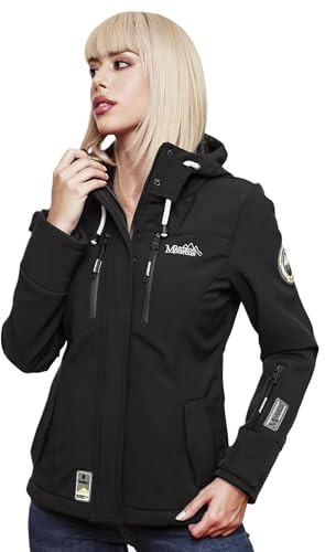 MARIKOO Softshell jacka för kvinnor, vinterjacka, vattenavvisande utomhus B864, svart, M