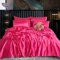ROOEE Set completo di biancheria da letto in raso di seta, 6 pezzi, lenzuolo con angoli, copripiumino, 4 federe. Colore: fucsia