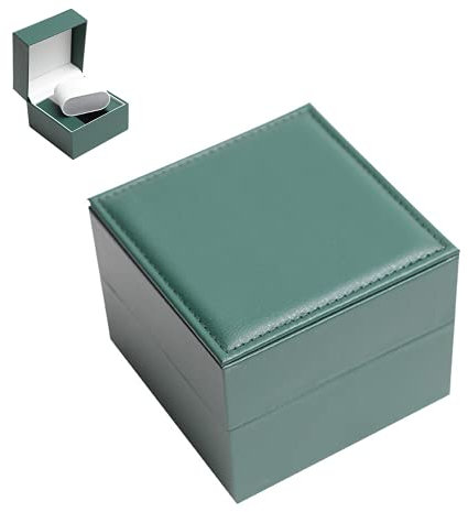 Scatola regalo per orologio singolo con cuscino mobile, organizer per scatole per orologi, bracciale in pelle PU, apertura e chiusura silenziosa (verde)