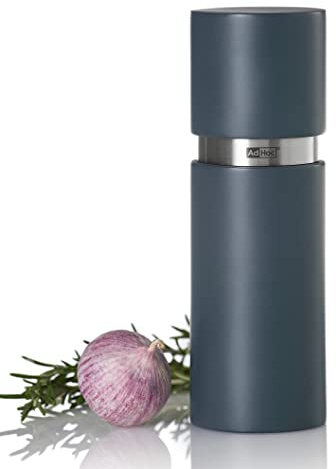 AdHoc MP431 Pfeffer- | Salzmühle Textura, CeraCut® Keramik Mahlwerk, Buchenholz lackiert, dark blue|Edelstahl