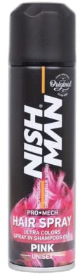 NISHMAN Temporary Hair Colour Spray for Kids, Pink 150 ml | Wash Out Hair Dye for Kids | Party Fancy Dress Up Hairspray Boys, Girls (Pink)