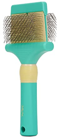 GROOMERSPRO Jelly Pet Double Sided Slicker Brush, Longer Pin, Flexible Head, Fine/Coarse Sides, Removes Unwanted Tangles, Made in USA, Large, Teal