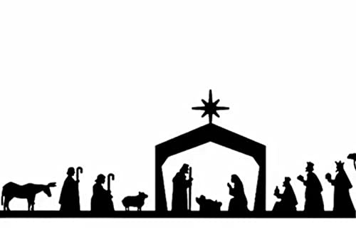 TITA-DONG Presepe Natalizio per Interni, Presepe in Metallo Nero con Base in Legno, Scena per Interni Decorazione Moderna Rustica per Natale Casa Camera Cucina Decorazione per Interni Ed Esterni(#1)