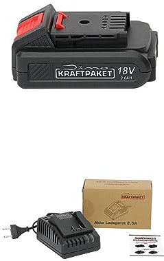 Dino KRAFTPAKET 18V Akku mit Ladestandanzeige passend zum Dino KRAFTPAKET 18 Volt-Akkusystem, 2 Ah, Set inkl. Ladegerät 2.5A
