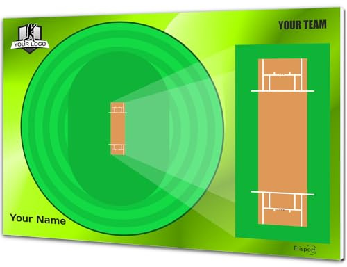 ETISPORT Taktisches Cricket-Trainer-Whiteboard. Doppelseitig und geeignet für Whiteboard-Marker. Personalisiert mit Farbe, Wappen oder Logo, Name und Verein. (Large)