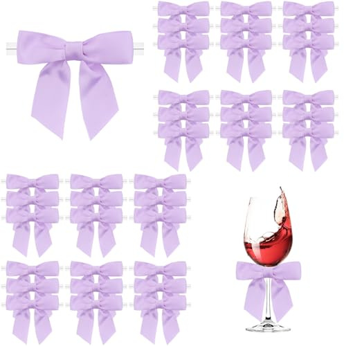 Dooozy 36 Lazos de Satén, 8.8 CM de Mini Lazos de Regalo Preatados de Cinta de Raso para Regalo DIY Galletas, Bolsas de Caramelos, Árbol de Navidad, Decoración de Boda(Lila)