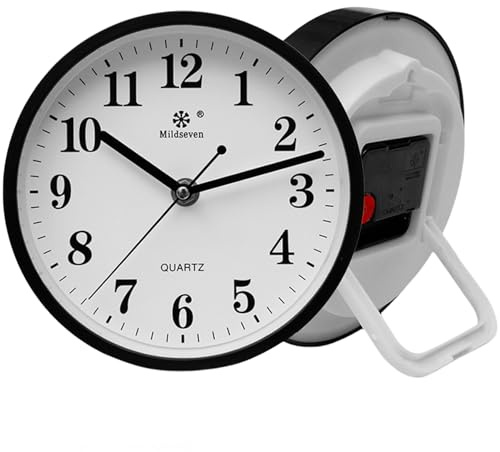 Orologio da parete grande da 23 cm: da appoggiare o appendere, senza ticchettio, orologio al quarzo, alta precisione, bianco moderno, per cucina, soggiorno, ufficio (nero)