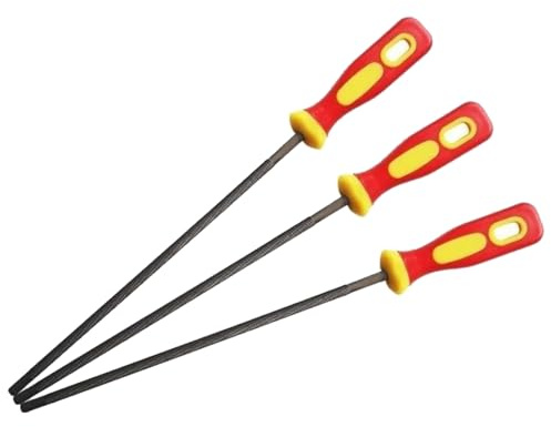 Lime Chaine Tronconneuse,Mini Lime avec Poignée Limes Rondes Support,Lime Chaine Lime Tronconneuse Affutage Chaine Limes Rondes avec poignée,Limes en Acier Carbone Avec 4,0 mm, 4,8 mm, 5,5 mm(3pcs)