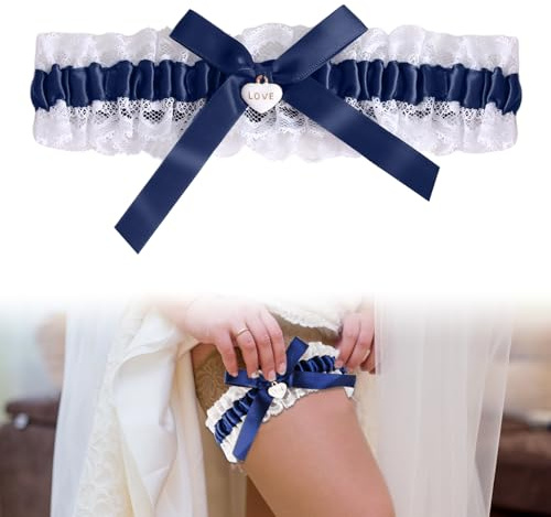 Vidacharmy Liga de Novia, Liga para Novia Azul, Jarretera Cinturón Eelástica para Boda, Accesorios de Vestidos de Novia Regalo de Boda de la Novia, Circunferencia adecuada del muslo entre 35 y 60 cm
