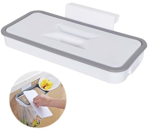 DEARBAG Pattumiera Cucina, Pattumiera Pieghevole da Appendere con Coperchio Cucina da Campeggio, Pattumiera da Appendere, Accessori Salvaspazio per Cucina, Camper e Bagno