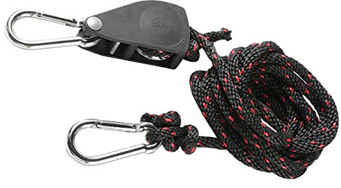 Leapiture Einzel-Flaschenzug, verstellbares Rollenrad aus Edelstahl mit 2 starken Schnallen und langem Seil zum Heben von Lampen (2m 1 Seater 170x170cm)