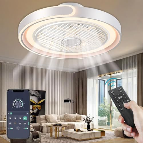 ACJK Deckenventilator mit Beleuchtung und Fernbedienung – 70W/7000lm dimmbare LED, 6 Geschwindigkeitsstufen + Timer, App-Steuerung, 35dB leise für Wohnzimmer/Schlafzimmer/Esszimmer