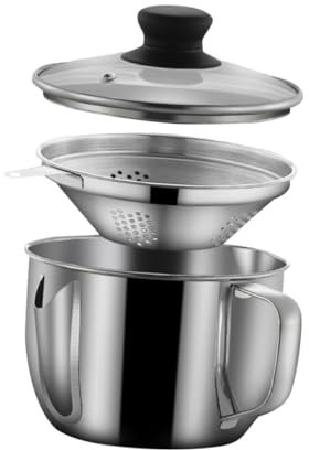 SECFOU Edelstahlschüssel Mit Deckel Und Sieb Für Öl-suppen-trennung Fettfilter Für Gesundes Kochen Praktisches Küchenwerkzeug Für Zuhause Und Restaurant