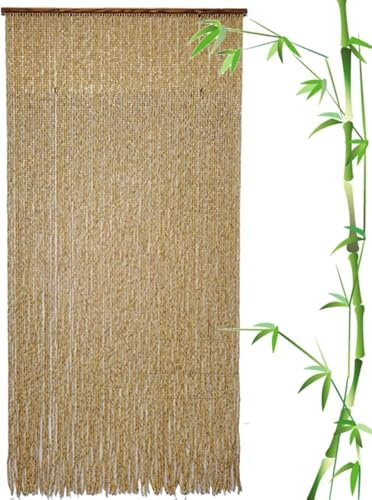 ININOSNP Natural beads Wooden Bamboo Beaded Door Curtain Beaded Fly Screen Door Curtain Hanging Screen Door Hole Partition Curtain String Screen Panel(80 strands (80x200cm))