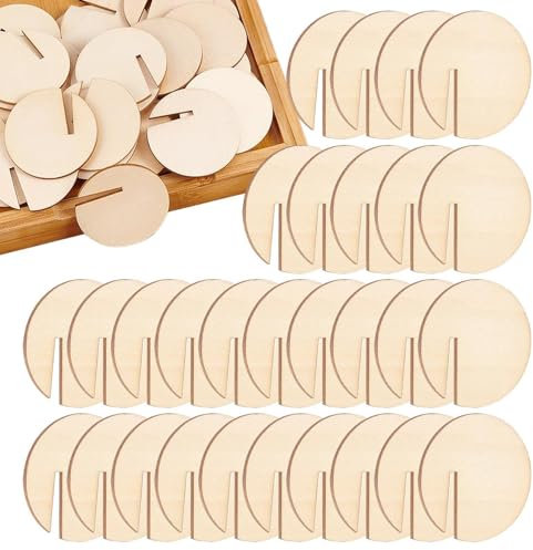 Misaakoeq Étiquettes pour boissons en bois, marqueurs pour boissons en bois - Marqueur de boisson rond vierge | Étiquettes vierges pour verres à vin, lot de 40 marqueurs de boissons, identifiant pour