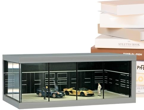 Qurygin Vitrina LED con Luces | Modelo a Escala 1/64 | Organizador de Juguetes de vehículo Que Ahorra Espacio, estacionamiento Realista para protección, exhibición