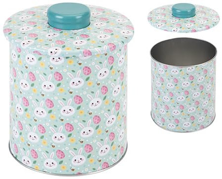 PMS Easter Biscuit Tin – Bunny & Egg Themed Storage Tin with Lid – Perfect for Easter Gifting, Biscuits & Spring Decorations