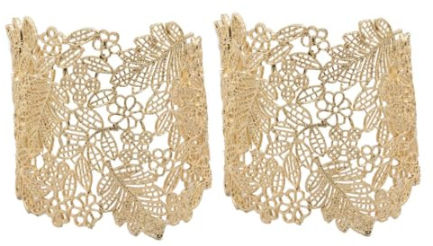 SAFIGLE 2pezzi Braccialetti Foglia Regolabili Oro Laminati Polsiera Aperta Donna Adjustable Bracciale Rigido Chic e Luminoso Per Ragazze e Regali Fidanzata Design Elegante Ed Ergonomico
