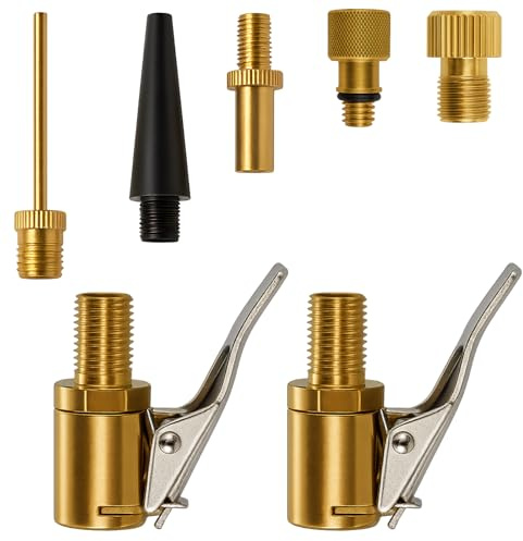 kelav Embout de Gonflage Laiton, 2 Pièces Embout Gonflage Pneu Voiture Adaptateur Pneu Velo Compresseur Air pour Valves, Compatible avec Toutes les Valves de Pneus