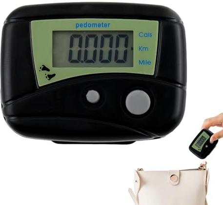 Quorvex Podómetro para Caminar Pasos Y Millas - Contador Digital con LCD,Monitor Deportivo para Registrar Distancia en Natación - Interior