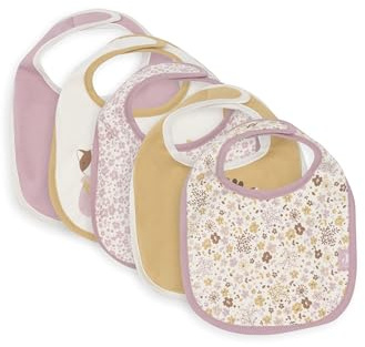 Jollein Baberos para bebé - Flower Fairies - Paquete de 5 - Baberos Impermeables - con Cierre de Velcro - Babero para bebé - Babero para la Baba