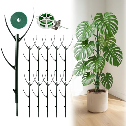 10 Packs Stackable Monstera Plant Support Stakes, Garden Trellis Plants Stakes for Indoor Outdoor Use, Plant Sticks Support Structures for Climbing Plants, Pots, Monstera, Pothos, Philodendron