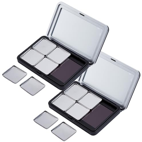 NICENEEDED 2 pz Palette di Ombretti Vuota, Palette per Il Trucco con Specchio, Palette di Ombretti Ricaricabile per Ombretto, Rossetto, Fard in Polvere