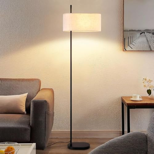 CBJKTX Stehlampe Wohnzimmer Standlampe Vintage Stehleuchte Stoff Schwarz | E27 Retro Standleuchte mit Fußschalter Leselampe Industrial für Schlafzimmer (ohne Leuchtmittel)