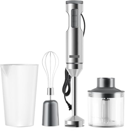 Compatible for 4-in-1 Hand Immersion Blender 1000 Powerful, Stainless Steel Stick Food Mixer,700ml Mixing Beaker,500ml Processor, Whisk(PHB8001)