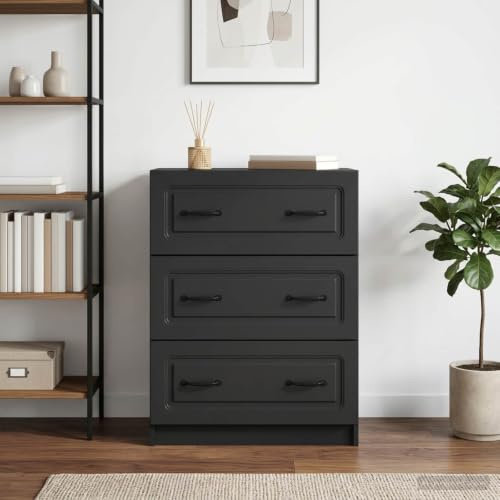Ziaphsol Lådskåp svart 66 x 34,5 x 87 cm trämaterial mångsidigt förvaringsutrymme för vardagsrum sovrum kontor hall robust och låsbart, perfekt för ordning och förvaring