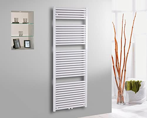 Badheizkörper Design Bremen 2 weiß Marke: Szagato HxB: 177 x 60 cm 1450 Watt/Badheizkörper gerade Handtuchwärmer Mittelanschluss Handtuchhalter Röhrenheizkörper Rohrheizkörpervertikal vertikal
