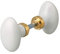 Coppia di pomelli per porta, quadro 6mm con adattatore quadro 7mm, 1 lato, porcellana, bianco - THIRARD