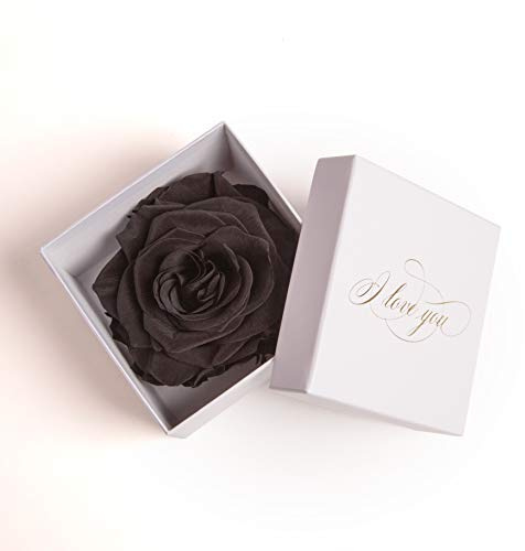 I LOVE YOU Flowerbox infinity Rose in Schwarz konserviert weiße Rosenbox Geschenk der Liebe für sie für die Frau (1 Rose, Weiß-Schwarz)